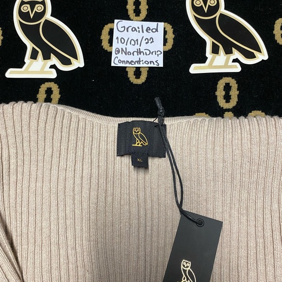 Oatmeal OVO Ribbed Knit Cropped Tank (XL) - Picture 8 of 9